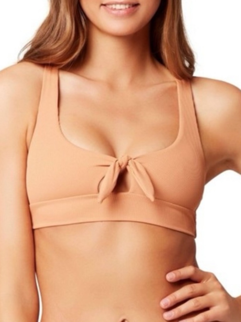 NWOT L Space Ribbed Racerback Bikini Top in Chestnut Size D
